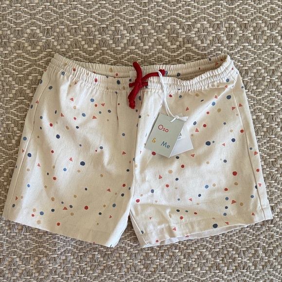 Oso & Me Other - Oso & Me NWT Kids Cream Dot Print Bingo Shorts with Red Drawstring. Size Y8
